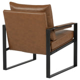 Rosalind Brown Leatherette Track Arm Accent Chair