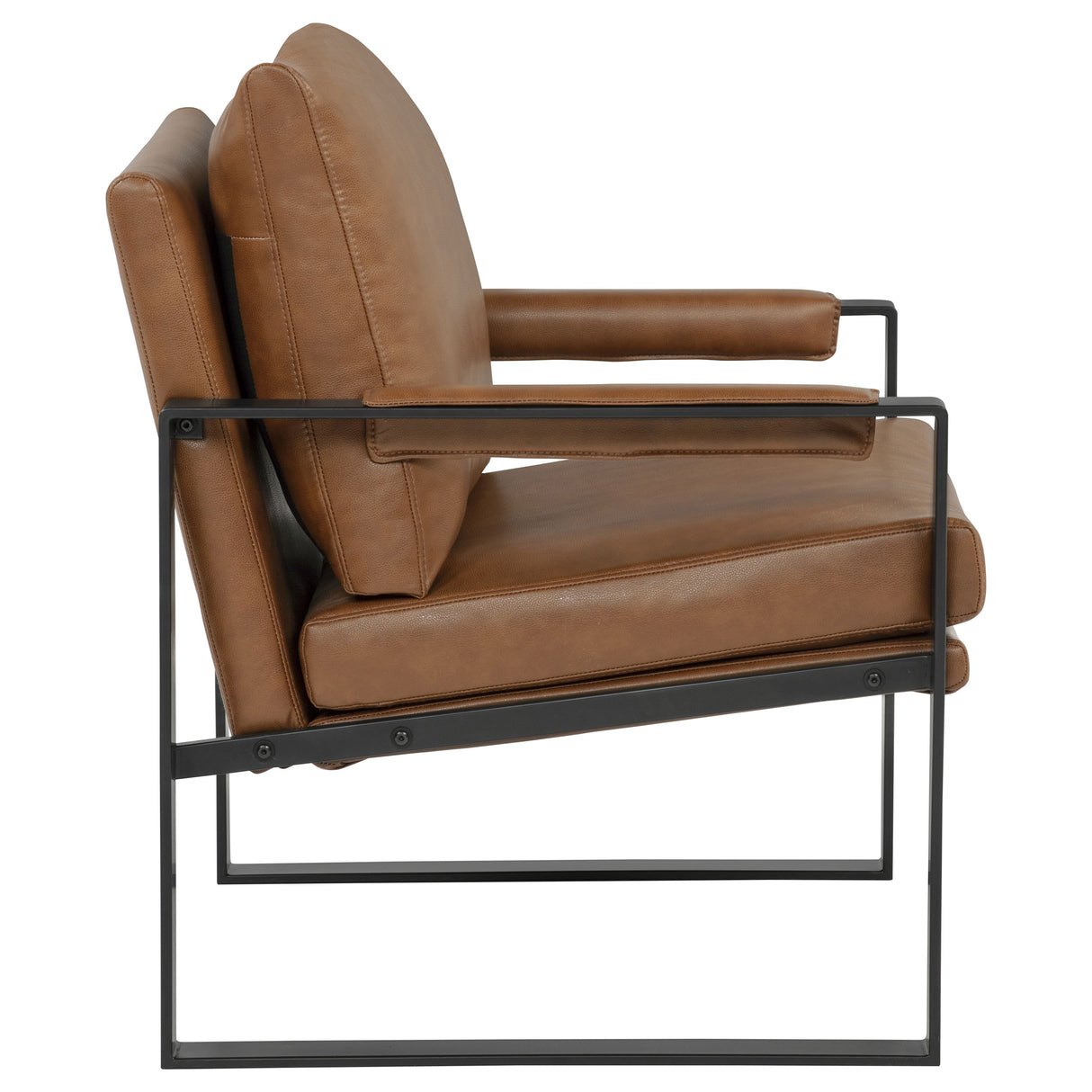 Rosalind Brown Leatherette Track Arm Accent Chair