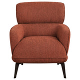 Andrea Upholstered Crescent Arm Accent Chair in Orange