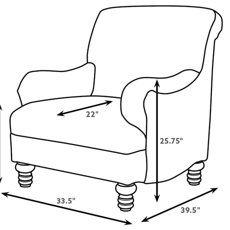 Glenn Upholstered English Arm Accent Chair in Blue