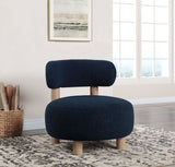 Zonie Boucle Upholstered Barrel Back Accent Chair, Blue