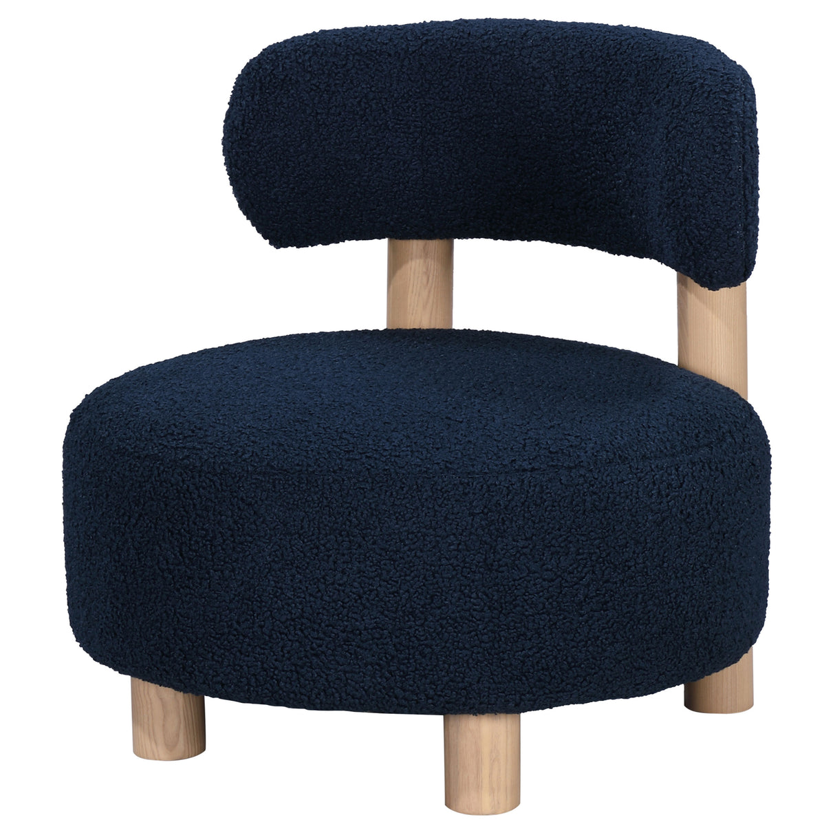 Zonie Boucle Upholstered Barrel Back Accent Chair, Blue