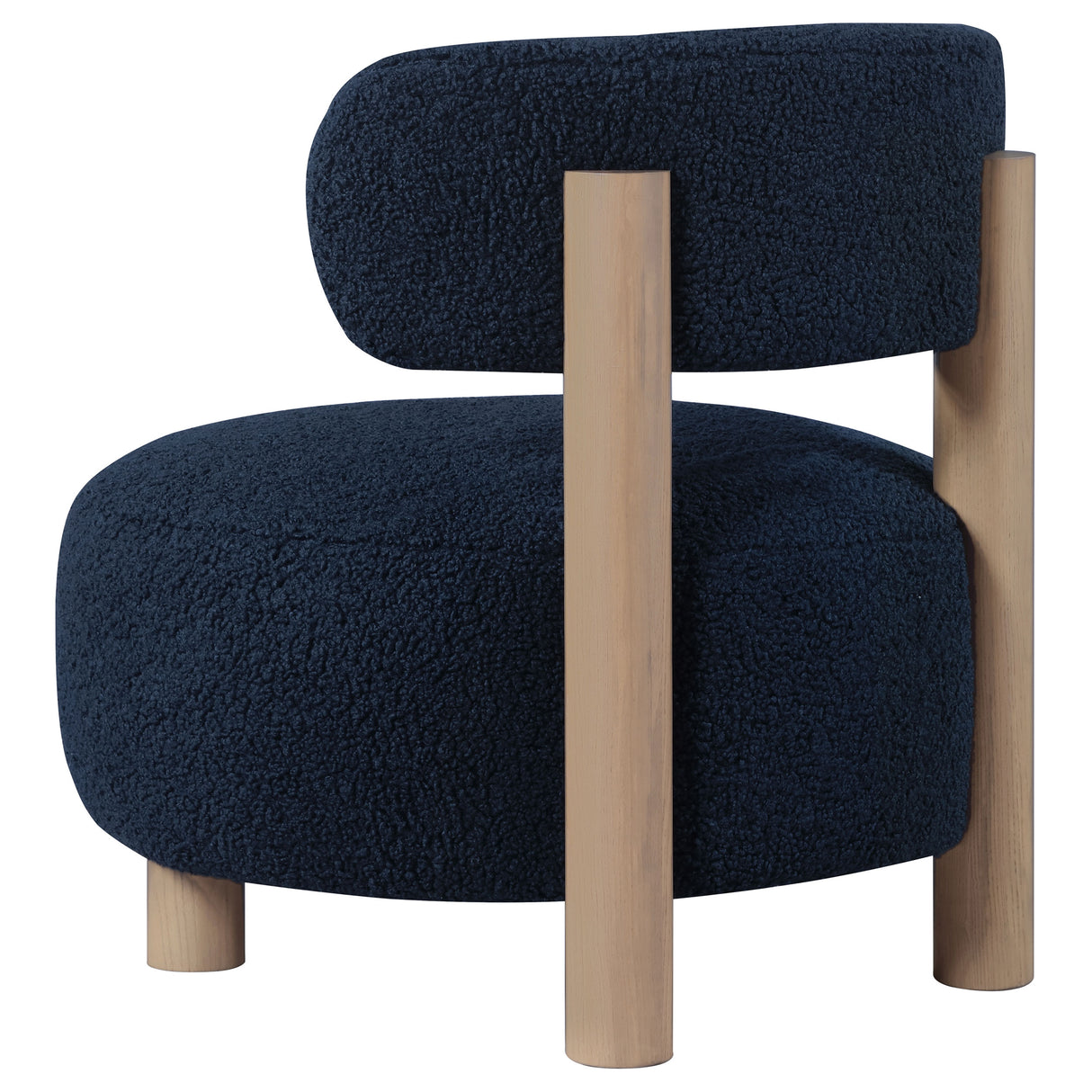 Zonie Boucle Upholstered Barrel Back Accent Chair, Blue