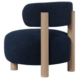 Zonie Boucle Upholstered Barrel Back Accent Chair, Blue