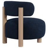 Zonie Boucle Upholstered Barrel Back Accent Chair, Blue