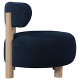 Zonie Boucle Upholstered Barrel Back Accent Chair, Blue