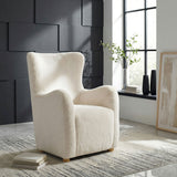 Thornton Ivory Faux Fur Wingback Accent Chair