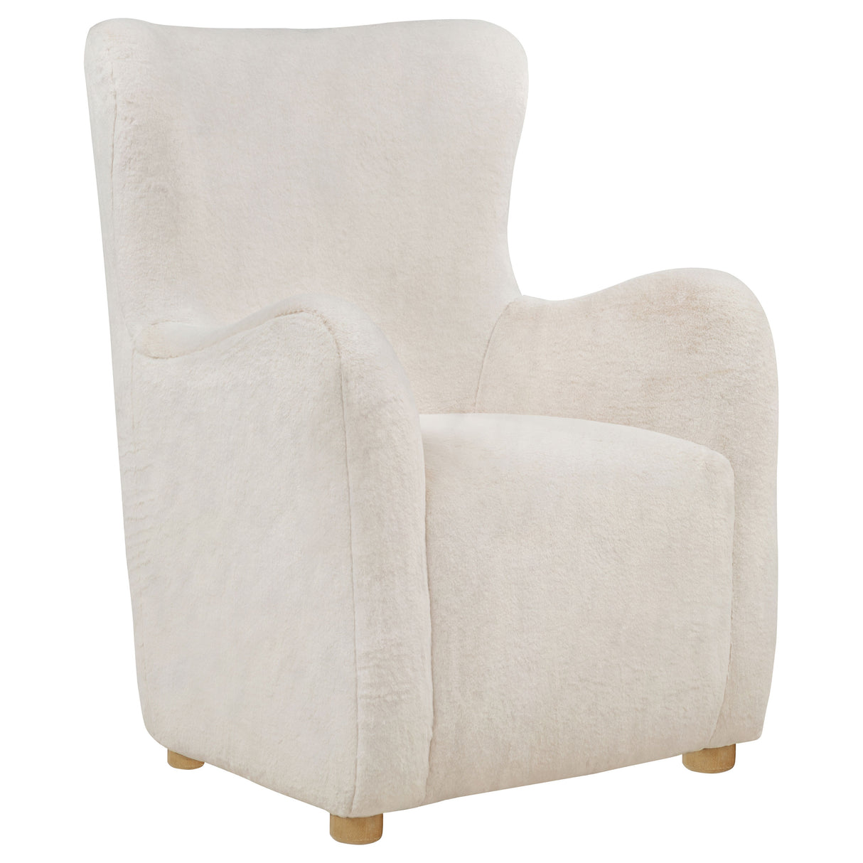 Thornton Ivory Faux Fur Wingback Accent Chair