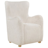 Thornton Ivory Faux Fur Wingback Accent Chair