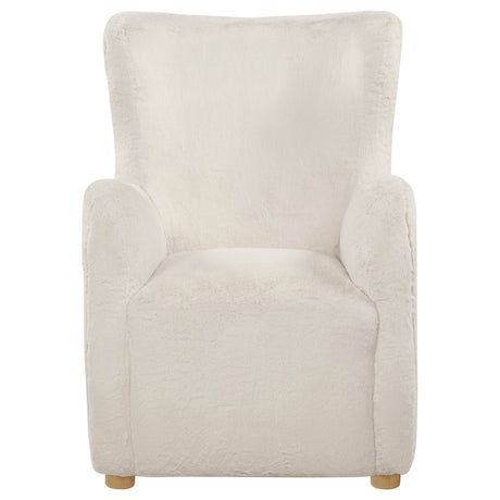Thornton Ivory Faux Fur Wingback Accent Chair