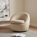 Myernick Camel Velvet Swivel Barrel Accent Chair