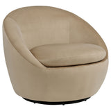 Myernick Camel Velvet Swivel Barrel Accent Chair