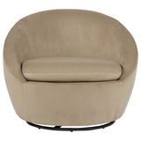 Myernick Camel Velvet Swivel Barrel Accent Chair