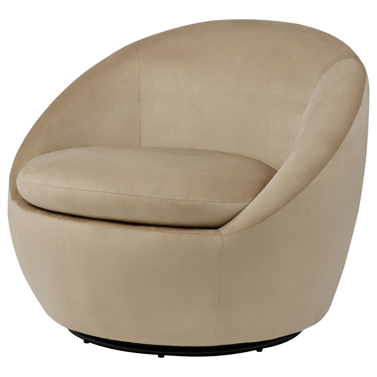Myernick Camel Velvet Swivel Barrel Accent Chair
