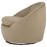 Myernick Camel Velvet Swivel Barrel Accent Chair