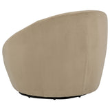 Myernick Camel Velvet Swivel Barrel Accent Chair