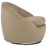 Myernick Camel Velvet Swivel Barrel Accent Chair