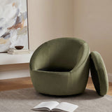 Myernick Olive Velvet Swivel Barrel Accent Chair