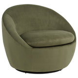 Myernick Olive Velvet Swivel Barrel Accent Chair