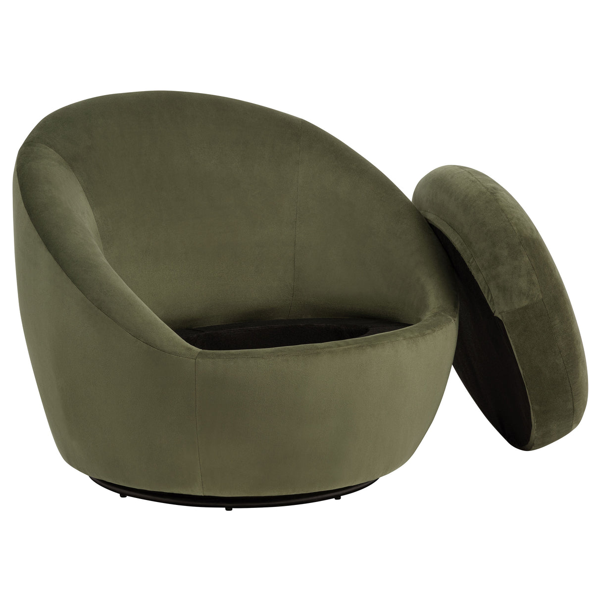 Myernick Olive Velvet Swivel Barrel Accent Chair