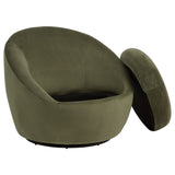 Myernick Olive Velvet Swivel Barrel Accent Chair