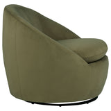 Myernick Olive Velvet Swivel Barrel Accent Chair