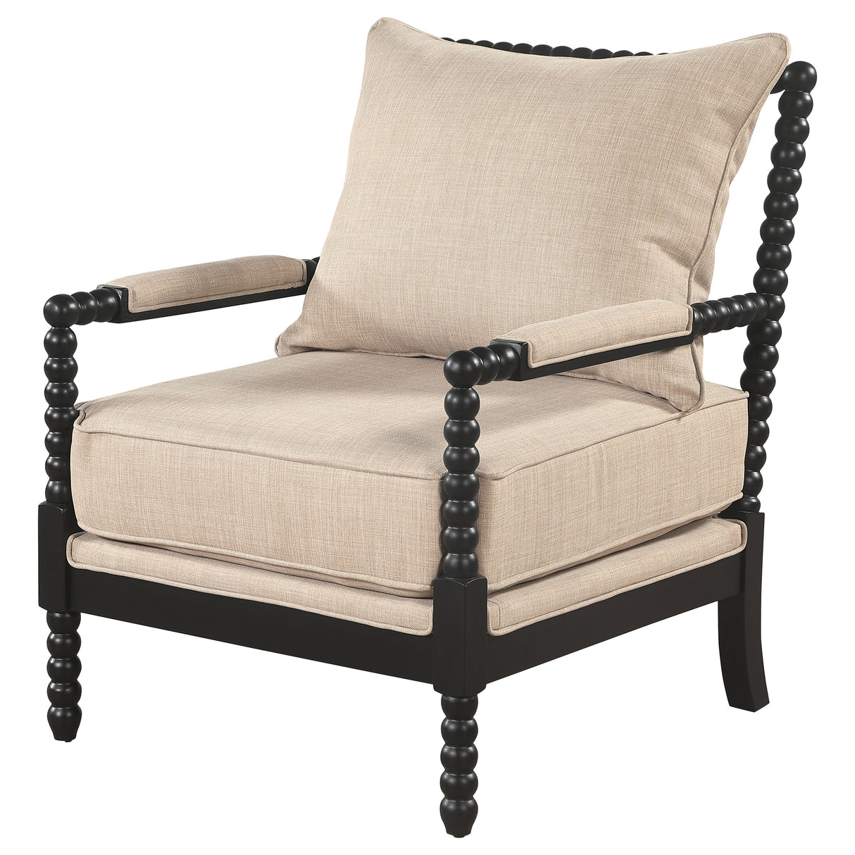 Blanchett Bobbin Accent Chair - Beige and Black Fabric