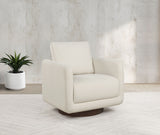 Iris Ivory Fabric Upholstered Swivel Accent Chair