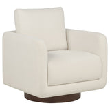 Iris Ivory Fabric Upholstered Swivel Accent Chair