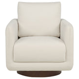 Iris Ivory Fabric Upholstered Swivel Accent Chair