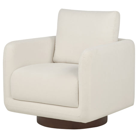 Iris Ivory Fabric Upholstered Swivel Accent Chair