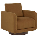 Iris Rust Fabric Swivel Accent Chair with Pedestal Base