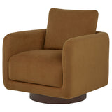 Iris Rust Fabric Swivel Accent Chair with Pedestal Base