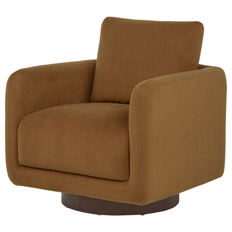 Iris Rust Fabric Swivel Accent Chair with Pedestal Base