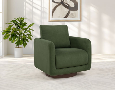Iris Matcha Fabric Swivel Accent Chair with Pedestal Base