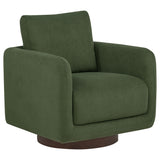 Iris Matcha Fabric Swivel Accent Chair with Pedestal Base