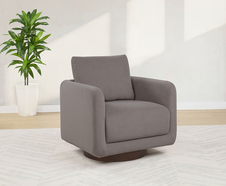 Iris Stone Fabric Swivel Accent Chair with Pedestal Base