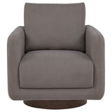 Iris Stone Fabric Swivel Accent Chair with Pedestal Base