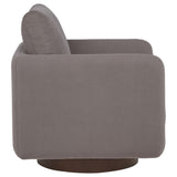 Iris Stone Fabric Swivel Accent Chair with Pedestal Base