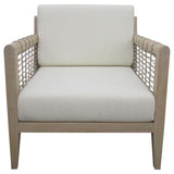 Accent Chair in White Fabric and Weathered Natural Seagrass