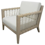 Accent Chair in White Fabric and Weathered Natural Seagrass