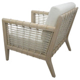 Accent Chair in White Fabric and Weathered Natural Seagrass