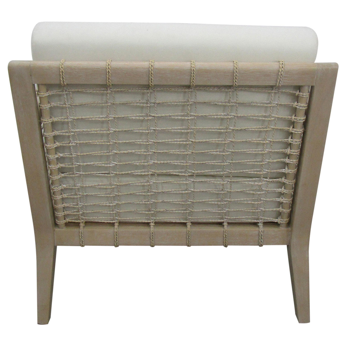 Accent Chair in White Fabric and Weathered Natural Seagrass