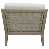 Accent Chair in White Fabric and Weathered Natural Seagrass