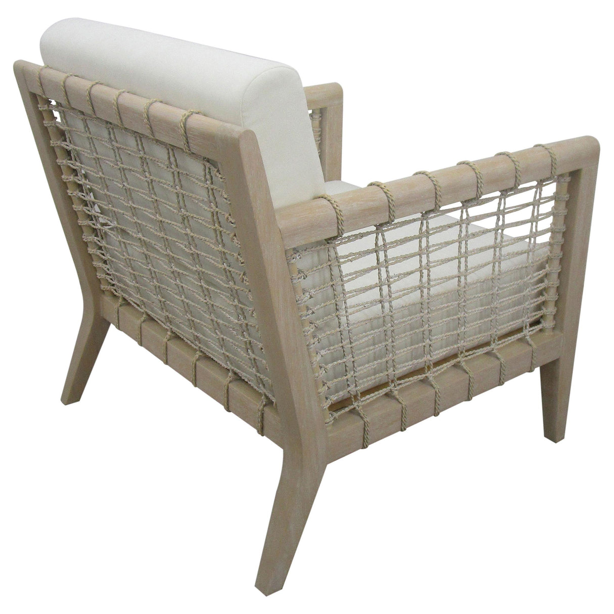 Accent Chair in White Fabric and Weathered Natural Seagrass