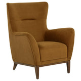 Accent Chair in Rust Fabric with Coffee Wood Legs