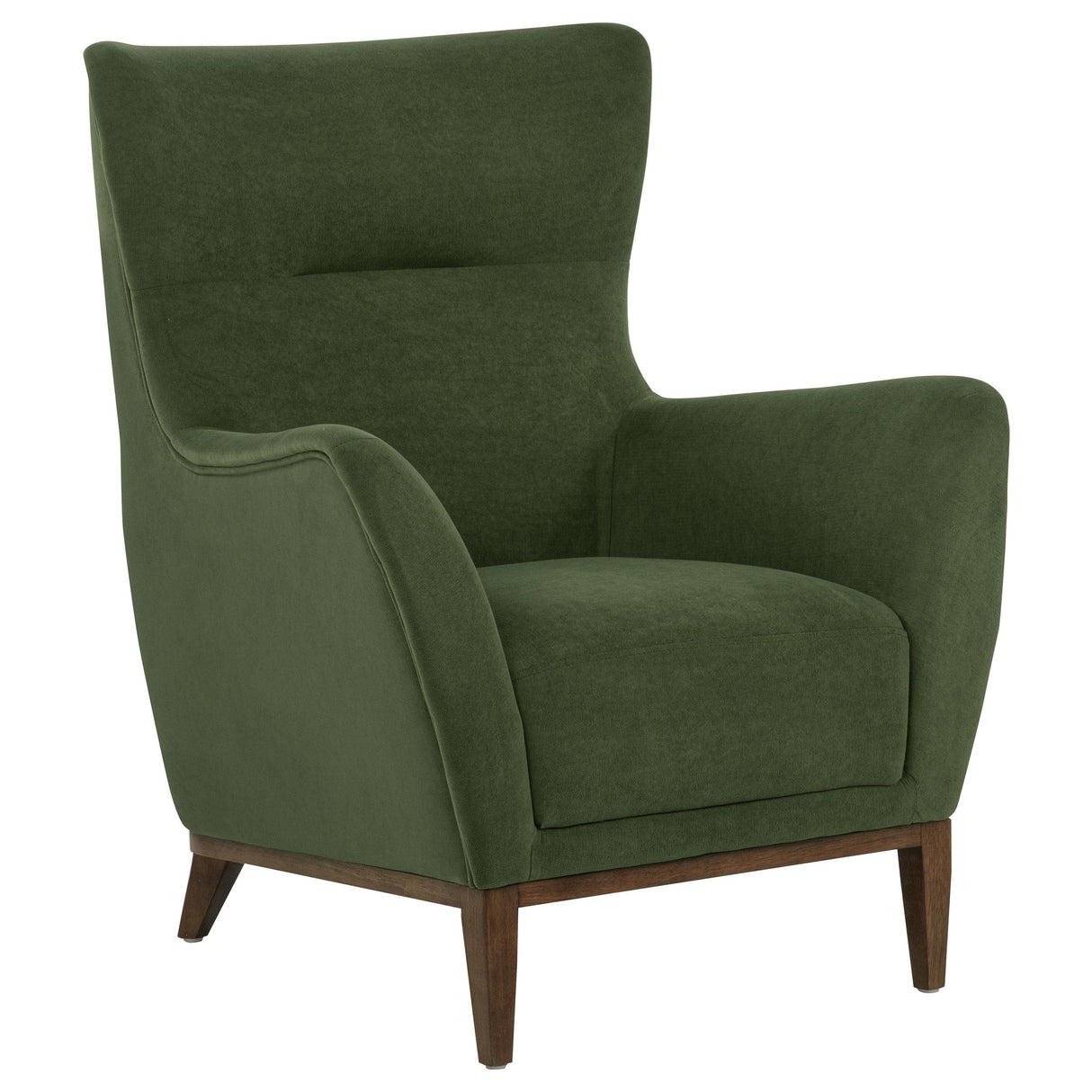 Accent Chair in Matcha Fabric with Coffee Wood Legs