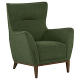 Accent Chair in Matcha Fabric with Coffee Wood Legs