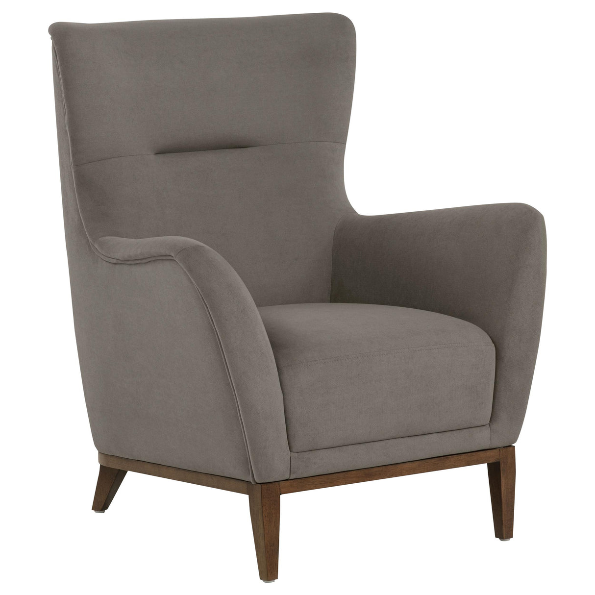 Accent Chair in Stone Fabric with Coffee Wood Legs