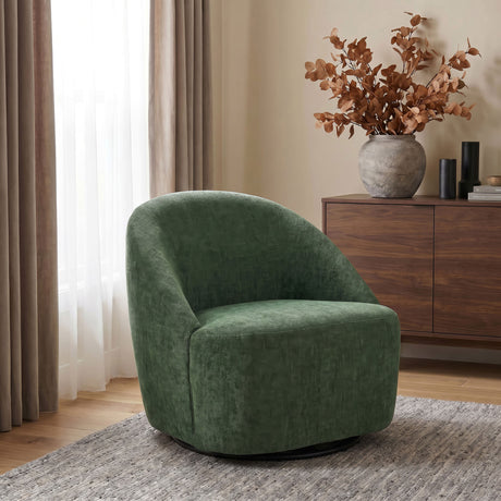 Leon Green Chenille Upholstered Swivel Accent Chair